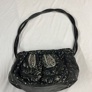 VTG Vintage Rita Diana for Mylinka Made in the USA Black w/ Rhinestones Purse